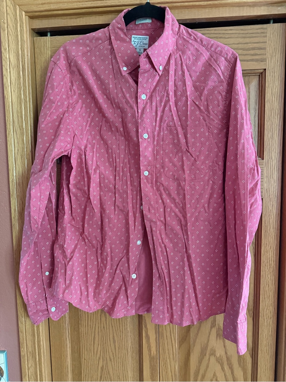 J. Crew Men's Pink Patterned Cotton Button-Down Shirt